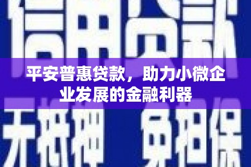 招远平安普惠贷款，助力小微企业发展的金融利器